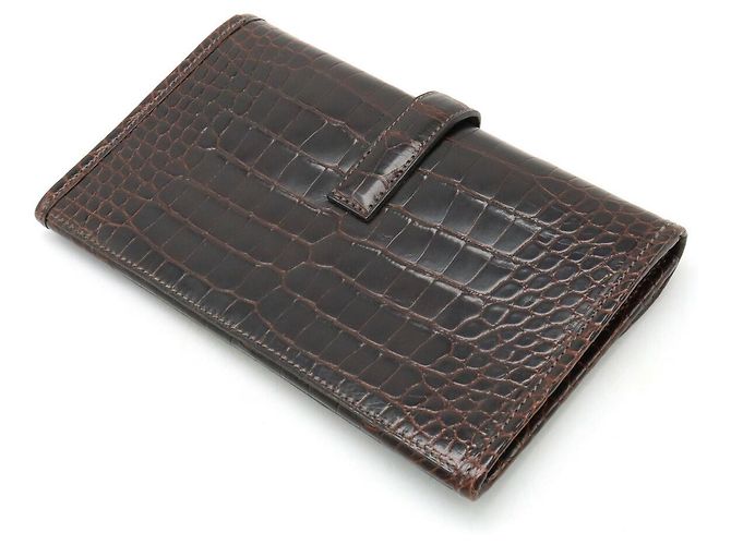 Borsa Clutch Alligator Jige di Hermès Marrone Marrone scuro - vista 2