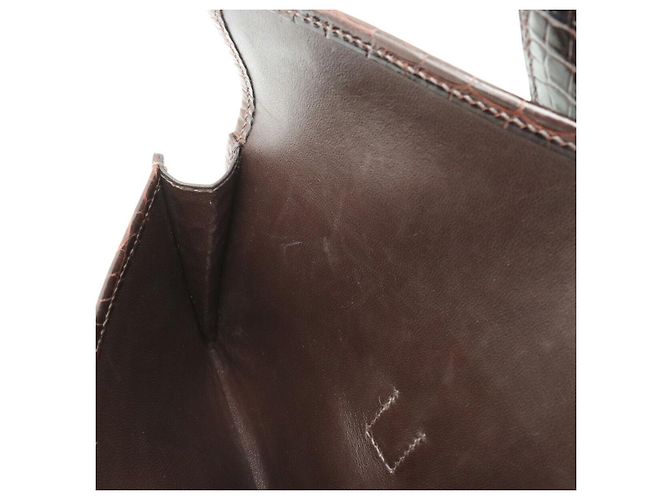 Borsa Clutch Alligator Jige di Hermès Marrone Marrone scuro - vista 5
