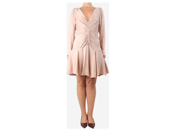 Zimmermann Rosa Satin-Rüschenshirt Mini-Kleid - Größe UK 12 - Ansicht 3