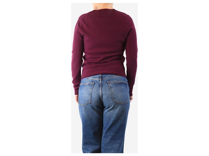 Eric Bompard Pull en cachemire violet à col en V - taille M - vue 2