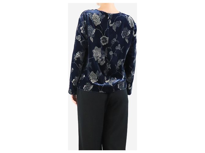 Giorgio Armani Top de jacquard de terciopelo azul - talla UK 16 - vista 2