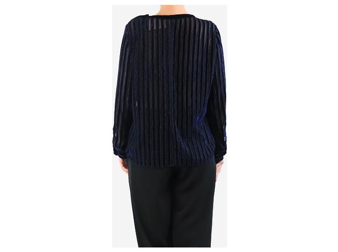 Giorgio Armani Gestreifter blauer Samt-Top - Größe UK 14 - Ansicht 2