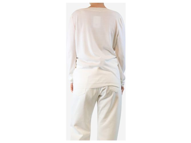 Brunello Cucinelli Pull blanc à col en V - taille XL - vue 2