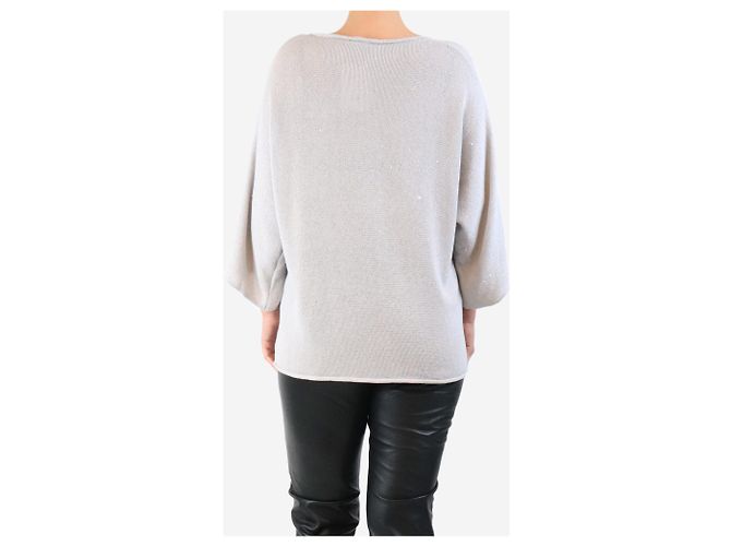 Fabiana Filippi Hellgrauer Pullover mit Pailletten - Größe UK 12 - Ansicht 2