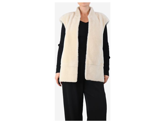 Autre Marque Creme Shearling-Weste - Größe UK 12 Roh - Ansicht 3