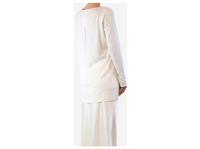 Autre Marque Suéter de algodón blanco con bolsillo frontal - tamaño M - vista 2