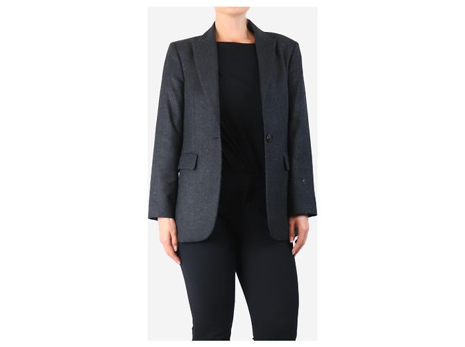 Peserico Dunkelgraue glitzernde Wolljacke - Größe UK 10 - Ansicht 3