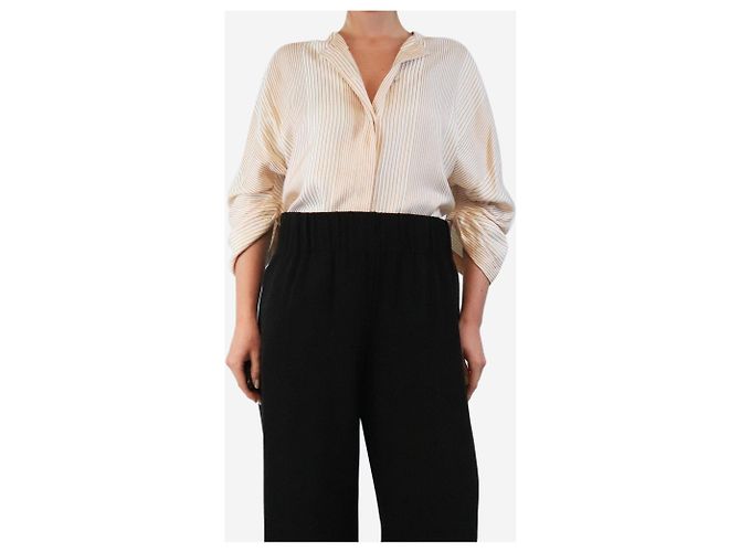 Autre Marque Top de seda rayado crema - talla UK 12 Crudo - vista 2