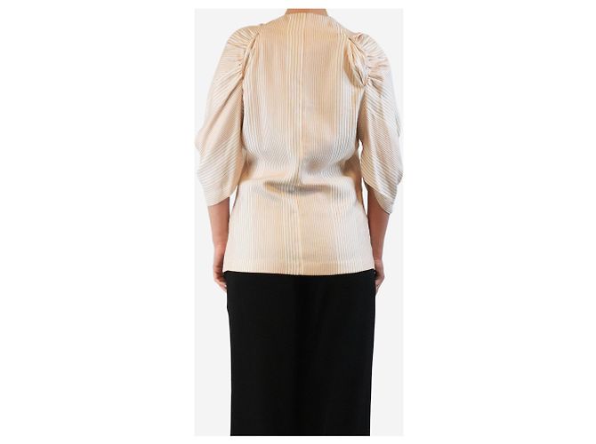 Autre Marque Top de seda rayado crema - talla UK 12 Crudo - vista 3