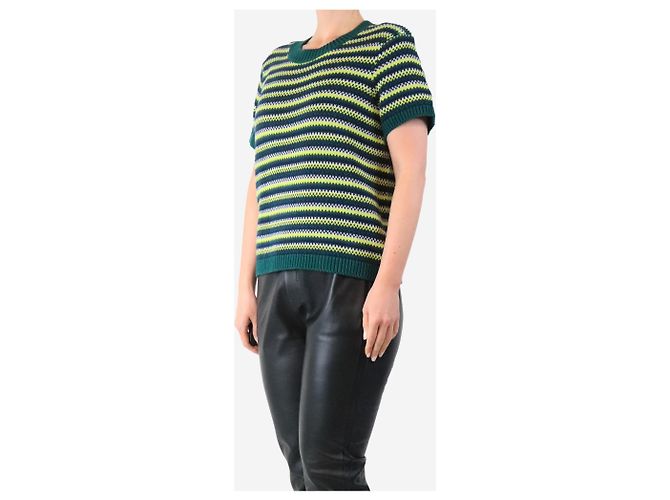 Autre Marque Pull en crochet rayé vert Mitchell - taille M - vue 3