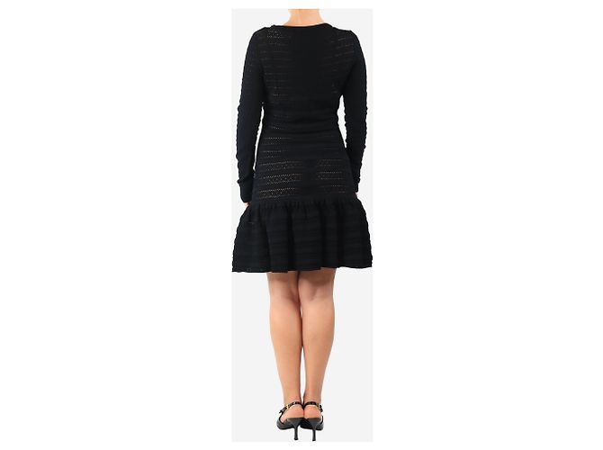 Valentino Schwarzes Midi-Kleid mit langen Ärmeln und Schleifendetail - Größe M - Ansicht 2