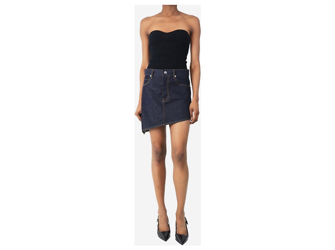 Helmut Lang Falda mini de mezclilla asimétrica índigo - talla UK 6 Azul - vista 2