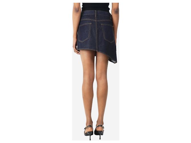 Helmut Lang Falda mini de mezclilla asimétrica índigo - talla UK 6 Azul - vista 3