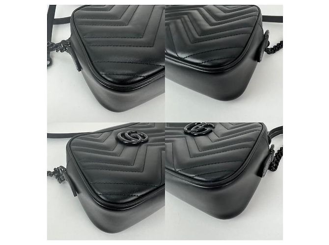 Borsa a tracolla monocromatica Gucci GG Marmont Small Camera Nero - vista 8