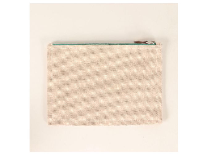 Hermès Hermes New Yachting PM Canvas Flat Pouch Beige Green - view 2