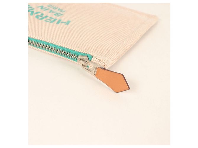 Hermès Hermes New Yachting PM Canvas Flat Pouch Beige Green - view 3