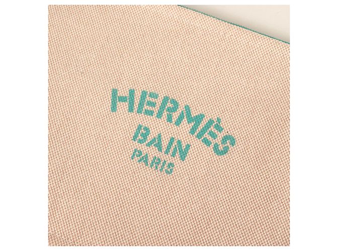 Hermès Hermes New Yachting PM Canvas Flat Pouch Beige Green - view 4