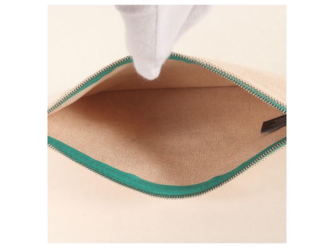 Hermès Hermes New Yachting PM Canvas Flat Pouch Beige Green - view 6