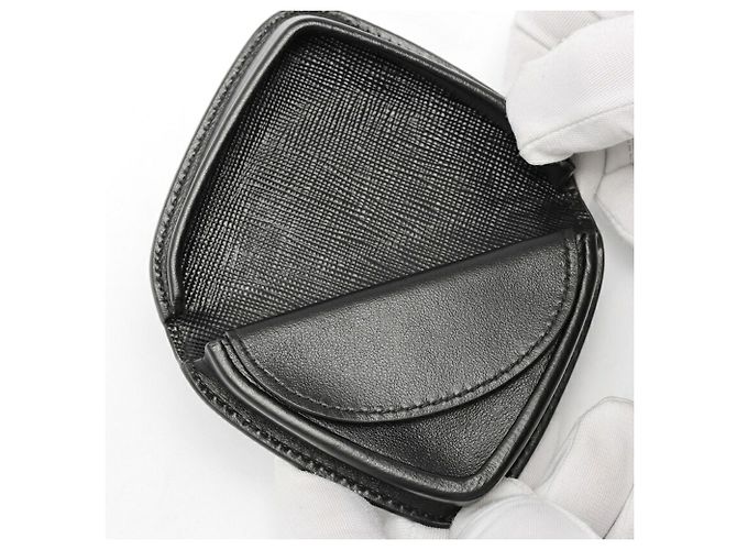 Prada Triangle Coin Case in Black Saffiano Leather - view 3