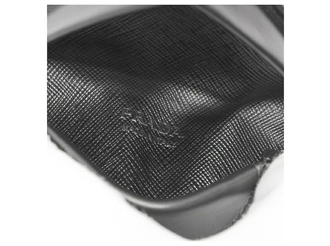 Prada Triangle Coin Case in Black Saffiano Leather - view 4