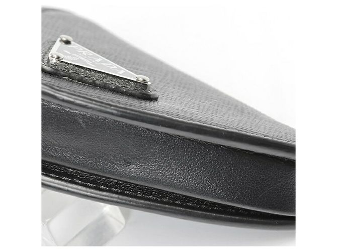 Prada Triangle Coin Case in Black Saffiano Leather - view 5