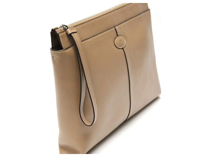 Borsa clutch in pelle Tod's beige - vista 2