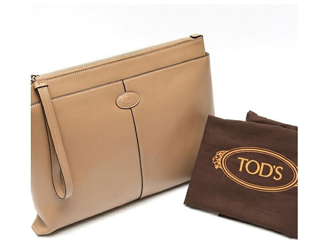 Borsa clutch in pelle Tod's beige - vista 7