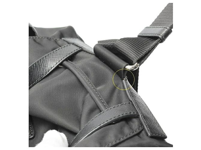 Zaino in Nylon e Pelle Saffiano Prada Nero - vista 6