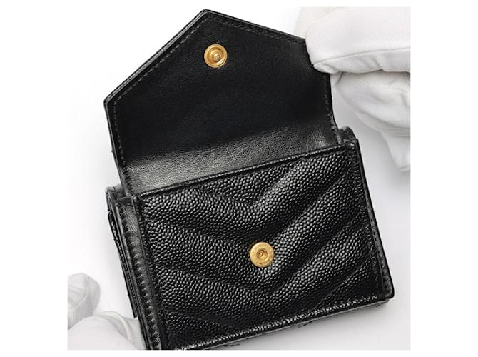 Saint Laurent Monogram Tri-fold Tiny Wallet Schwarz - Ansicht 4