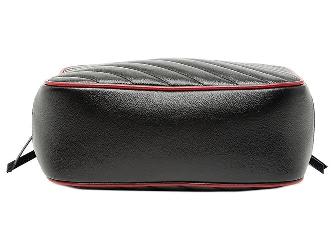 Bolsa de couro matelassé preto GG Marmont diagonal da Gucci com alças de bambu. - vista 3