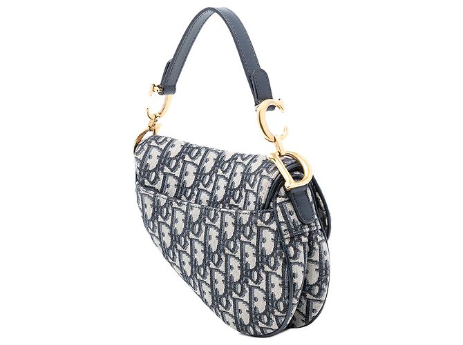 Saddle Borsa a sella in tela micro obliqua blu Dior Blu navy - vista 2