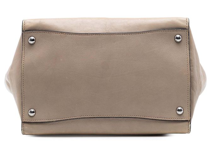 Double Borsa Prada in vitello lucido marrone con doppio manico e tasche gemelle Beige - vista 3