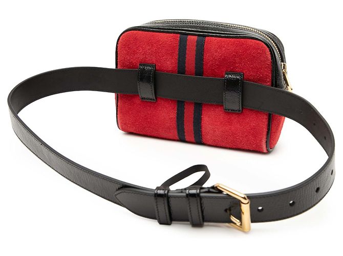 Belt bag Ophidia piccola in suede rosso di Gucci - vista 2