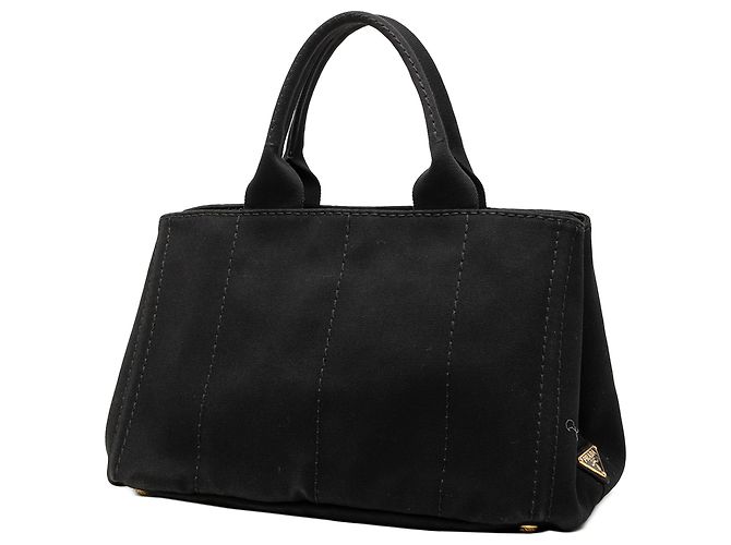 Borsa a tracolla in tela nera Canapa con logo Prada Nero - vista 2