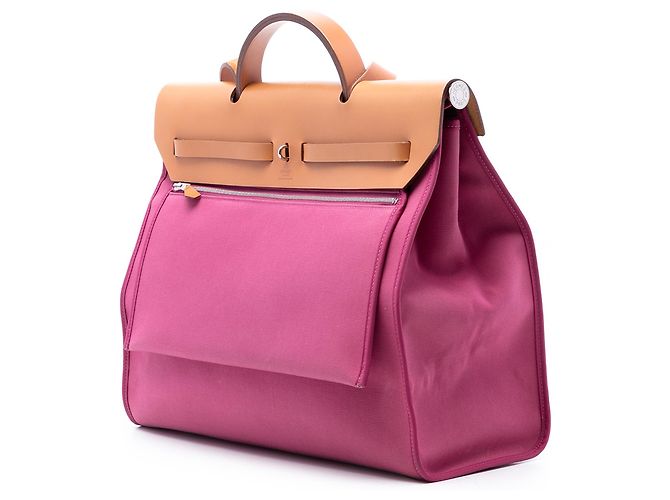 Hermès Herbag Zip 31 Tasche aus rosa Segeltuch - Ansicht 2