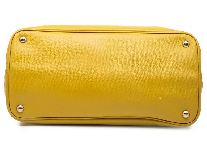 Prada Borsa doppia media in pelle Saffiano gialla Giallo - vista 3