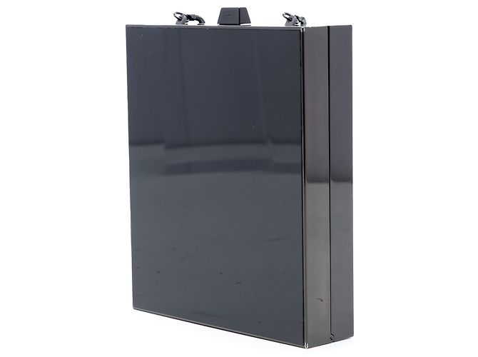 Clutch Tuxedo in acrilico nero di Saint Laurent con catena - vista 2