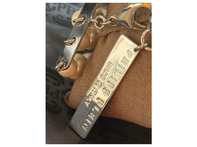 Bracciale Philipp Plein Teschio Perle Rosa Argento Bianco - vista 4