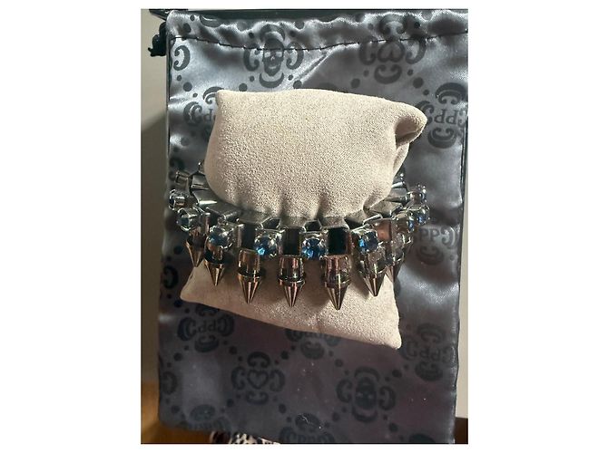 Bracciale Philipp Plein con Punte e Cristalli Blu Argento - vista 2