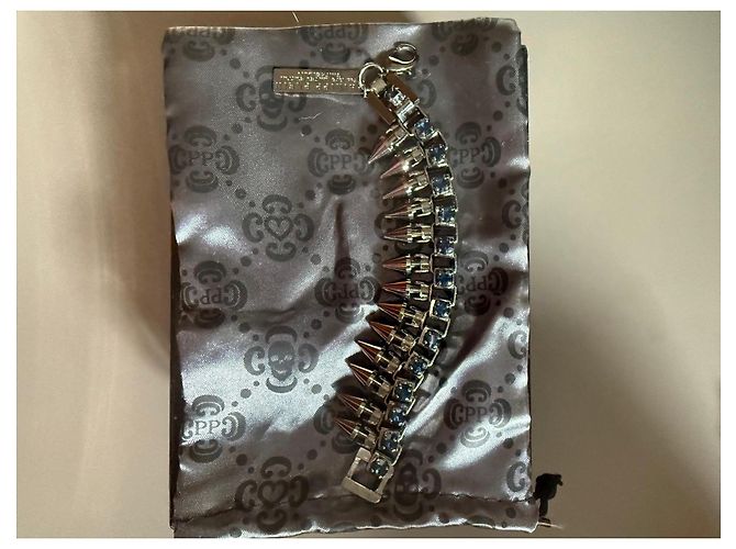 Bracciale Philipp Plein con Punte e Cristalli Blu Argento - vista 6