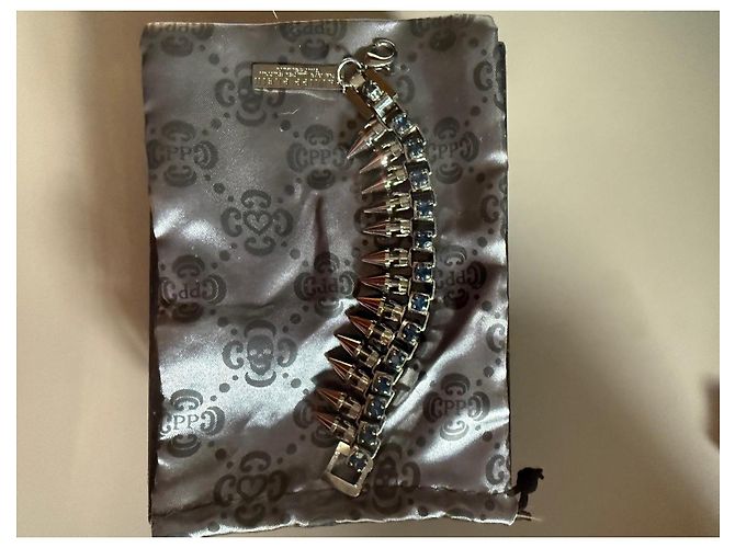 Bracciale Philipp Plein con Punte e Cristalli Blu Argento - vista 7