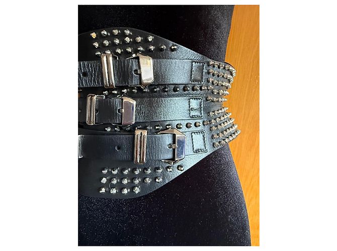Philipp Plein Cintura larga con borchie e fibbie Nero - vista 3