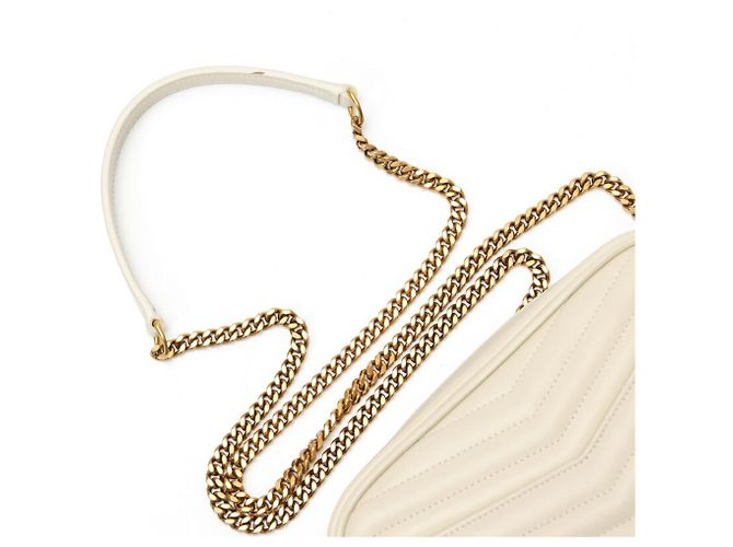 Borsa a Spalla Lou Chain di Saint Laurent Bianco Crudo - vista 6