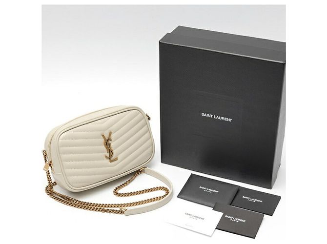 Borsa a Spalla Lou Chain di Saint Laurent Bianco Crudo - vista 8