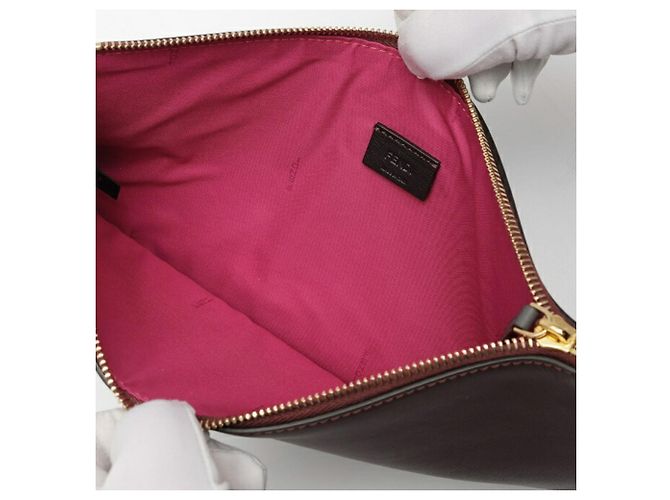 Borsa Clutch Baguette Piatta Fendi Bordò - vista 4