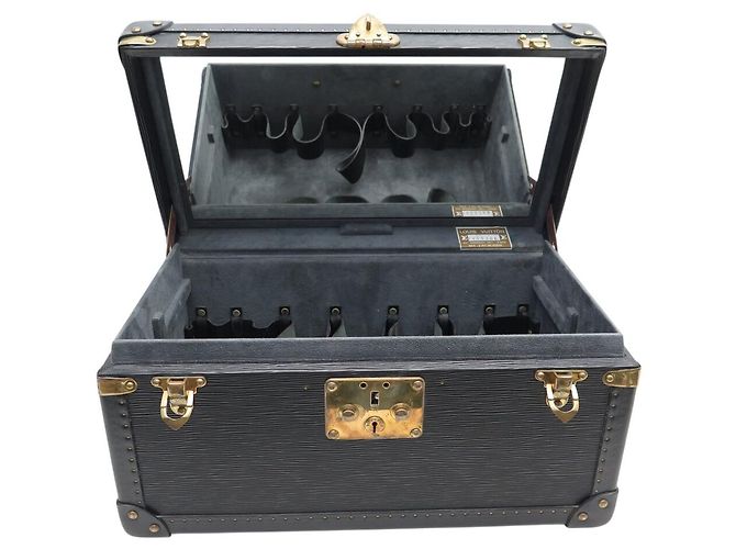 VANITY VINTAGE LOUIS VUITTON MALE BOITE A BOUTEILLES PELLE EPI NERA - vista 9