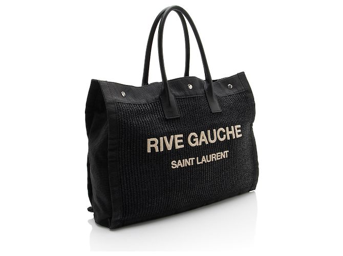 Saint Laurent Raffia Rive Gauche Tasche Schwarz - Ansicht 2