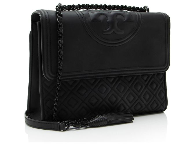 Borsa a Spalla Media Fleming in Pelle Opaca Tory Burch Nero - vista 2