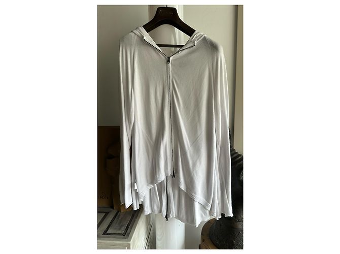 Autre Marque PLU Weiße Sweatjacke aus feinem Strick - Ansicht 2