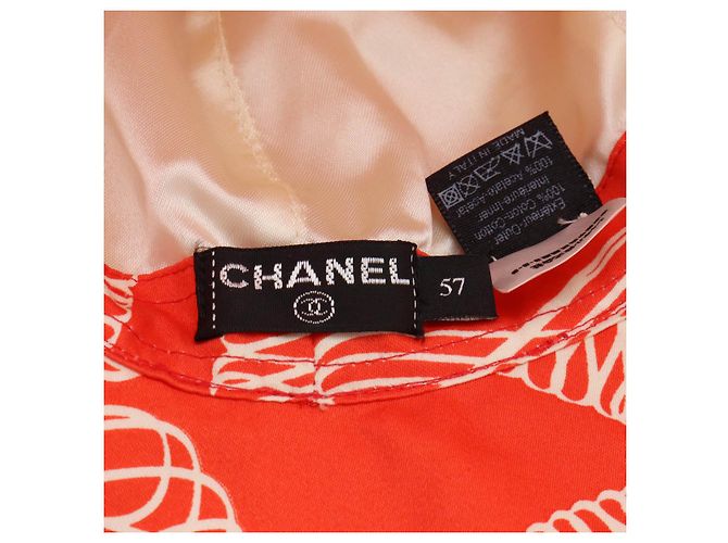 Timeless Coco Mark Baumwollhut von CHANEL Weiß Rot - Ansicht 6